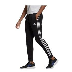 NWT adidas Men's Essentials Fleece Tapered Cuff 3-Stripes Pants